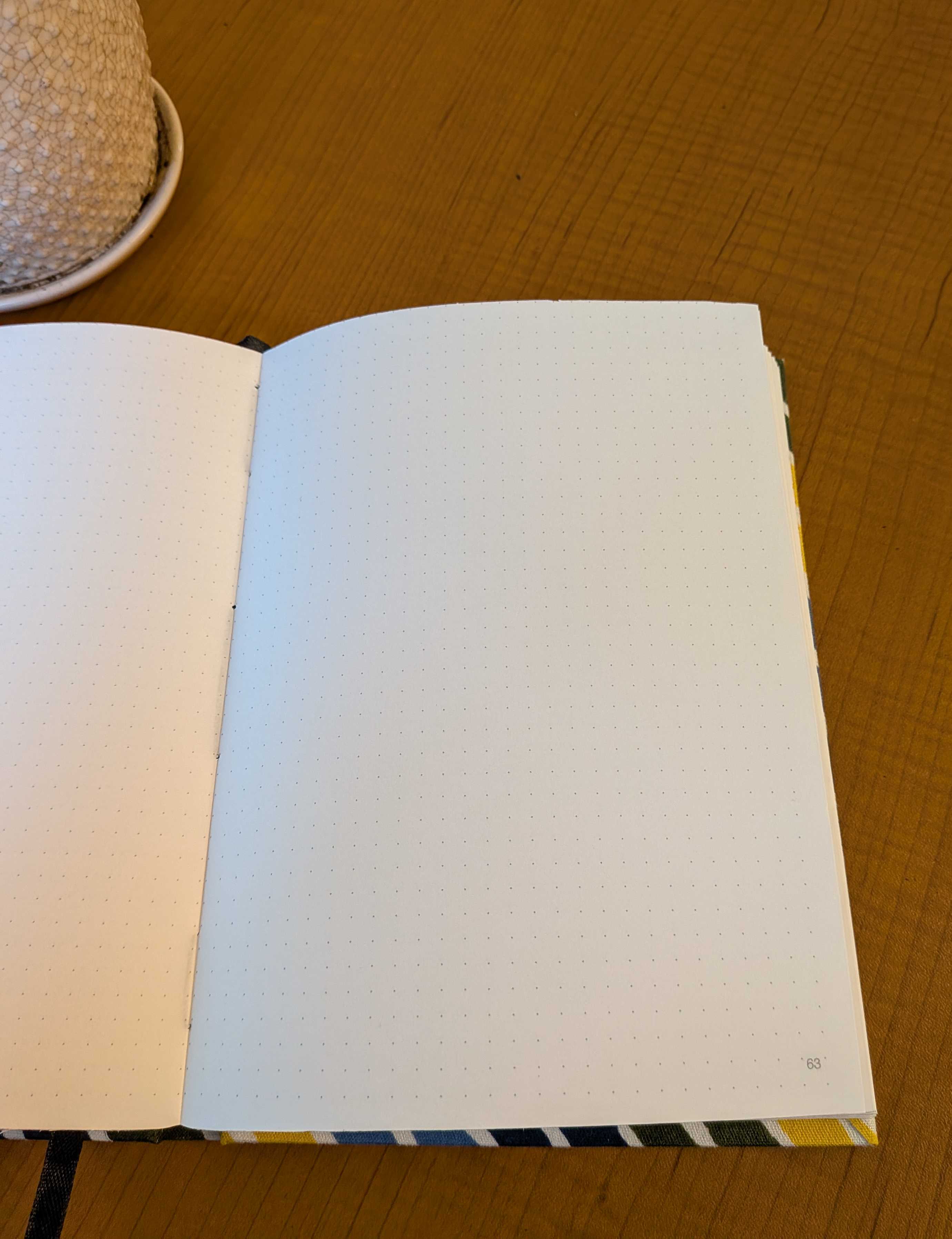 Dot grid pages with printed page numbers